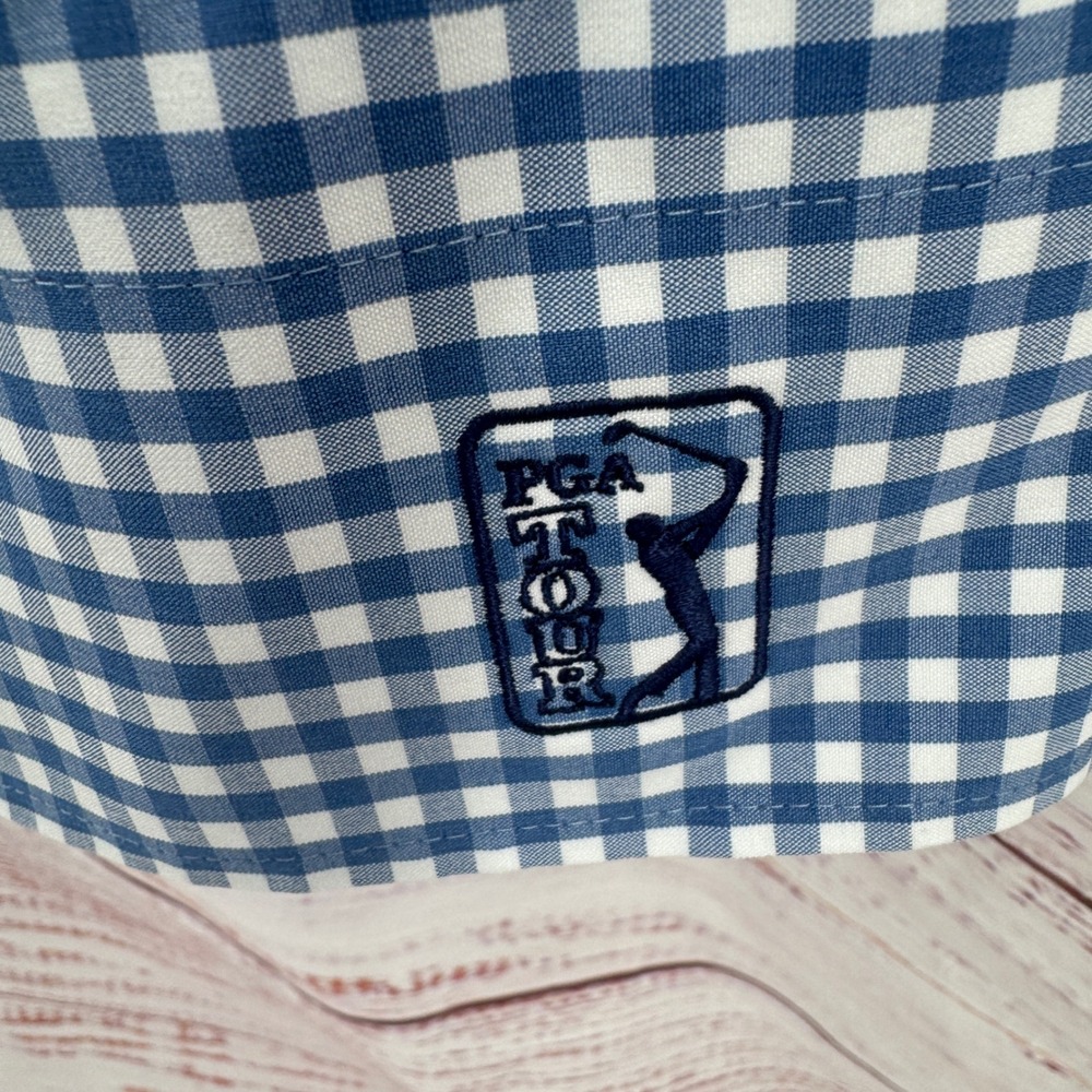 Peter Millar Summer Comfort Shirt Mens XL Blue Gingham PGA Tour Performance - Picture 5 of 10